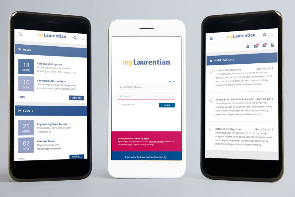 Mobile Mockup for myLaurentian Student Portal